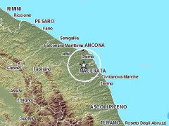 La mappa del terremoto tra Loreto e Recanati dell'8 febbraio 2015