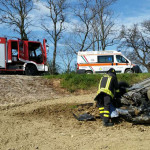 Foto del fuori strada a Montesicuro di Ancona, intervento dei Vigili del Fuoco e 118