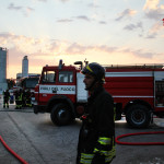 L'intervento dei Vigili del Fuoco a Falconara Marittima per l'incendio in uno stabilimento produttivo