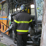 L'incidente occorso a un autobus di linea a Castelferretti