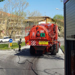 I vigili del fuoco intervenuti a Marina di Montemarciano per un incendio a una mietitrebbia