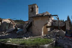 Una delle tante zone di Visso crollate per il terremoto del 30 ottobre