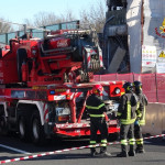 Intervento dei Vigili del Fuoco dopo il crollo del cavalcavia A-14 a Camerano