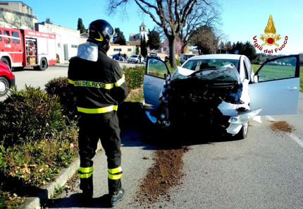 Uno dei mezzi coinvolti nell'incidente a Montemarciano