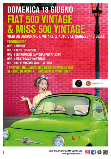 Domenica 18 giugno l’elezione di Fiat 500 Vintage e Miss 500 Vintage al Centro Commerciale Auchan Conero - locandina