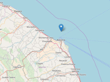 Scossa di terremoto in prossimità della costa di Ancona