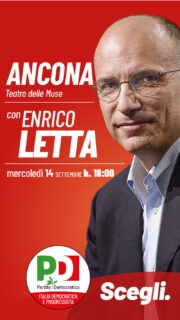 Enrico Letta (PD) ad Ancona il 14 settembre 2022 - locandina