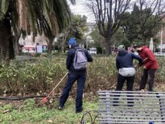 Allievi giardinieri in piazza Cavour ad Ancona