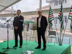 Il presidente regionale Acquaroli all'inaugurazione della nuova sede regionale CISL