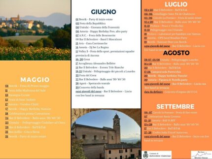 Calendario degli eventi estivi in programma a Belvedere Ostrense