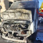 Furgone in fiamme a Chiaravalle