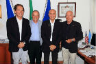 da sinistra il nuovo presidente del Rotary Club di Falconara Emanuele Giorgini, il Governatore Rotary Mario Struzzi, il Sindaco Goffredo Brandoni, l’assistente del Governatore Massimo Mosca.