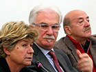 I segertari di Cgil Cisl e Uil: Susanna CAMUSSO, Raffaele BONANNI e Luigi ANGELETTI