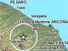 La mappa del terremoto registrato il 3 luglio2013  alle 00.52 tra Ancona e Macerata