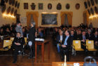 Il Salone degli stemmi gremito di gente